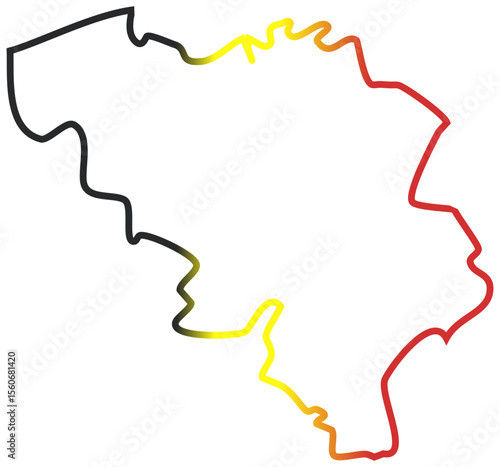 This image shows the silhouette of Belgium filled with a vertical gradient of the national flag's colors—black, yellow, and red.

