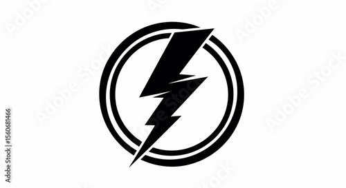 Bold Lightning Bolt Symbol in Double Oval Frame