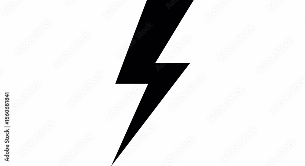 Bold Black Lightning Bolt Graphic on White Background Bold Black Lightning Bolt Graphic on White Background
