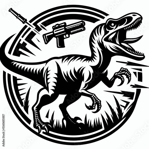 Velociraptor in a Hunting Stance Ready to Strike