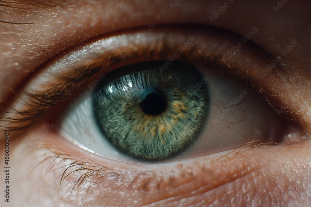 Fototapeta premium A detailed shot of an individual's green eye