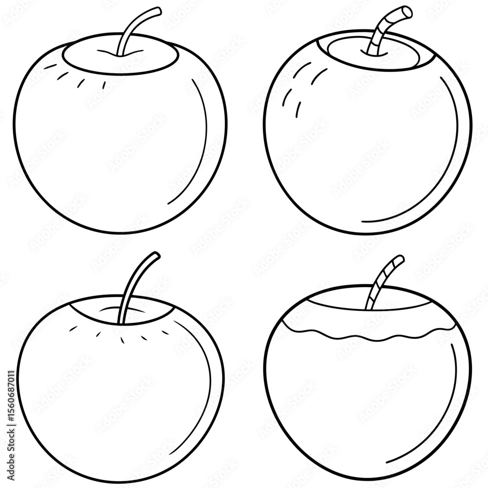 Obraz premium Coconut Icon – Tropical Fruit Line Art, Outline Vector Illustration