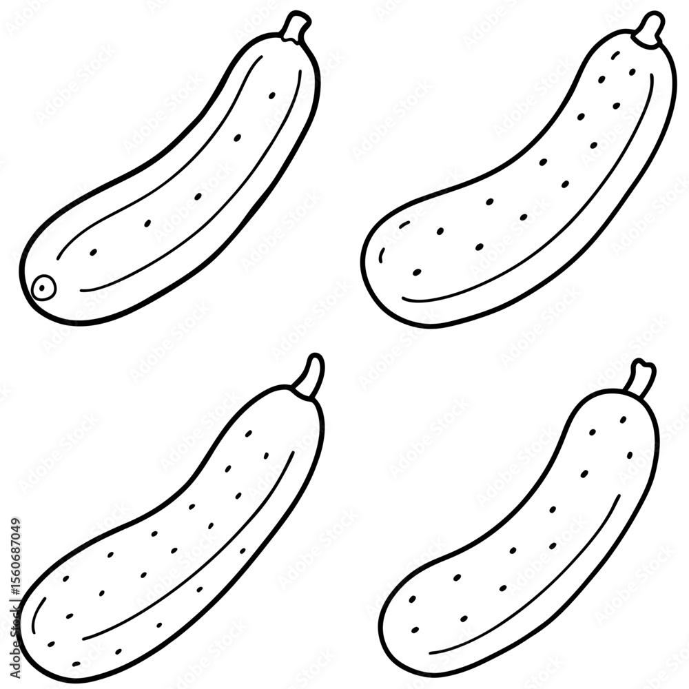 Naklejka premium Cucumber Icon – Fresh Vegetable Line Art, Outline Vector Illustration