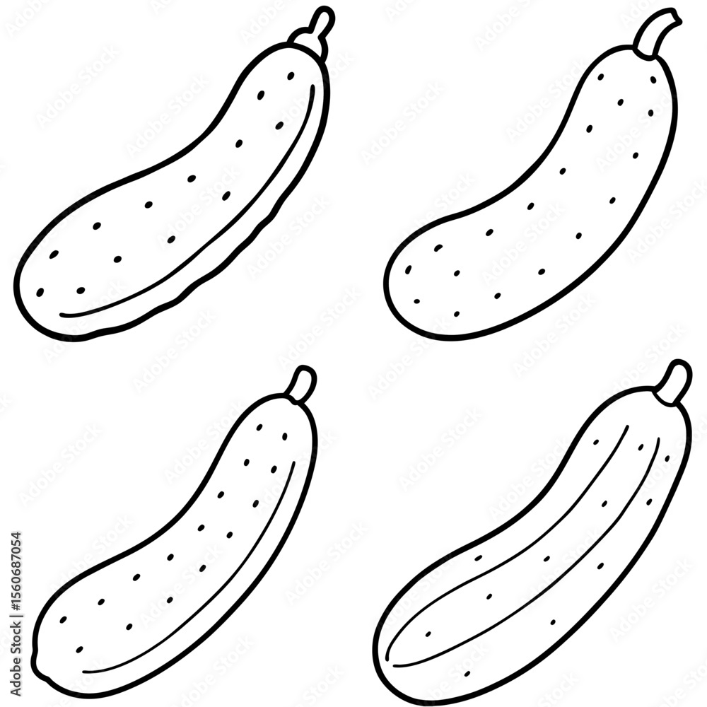 Naklejka premium Cucumber Icon – Fresh Vegetable Line Art, Outline Vector Illustration