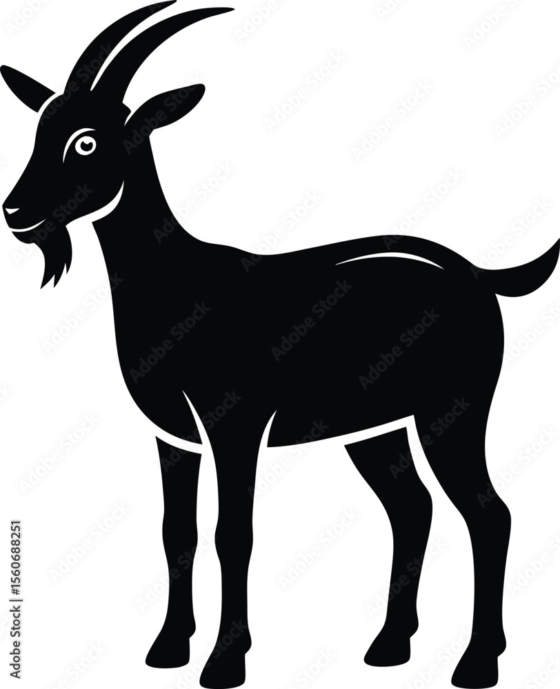 Fototapeta premium Goat Silhouette Vector with white background and editable
