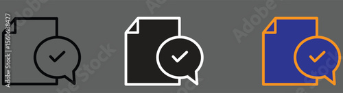File and speech bubble icon symbolizing communication and documentation with transparent background