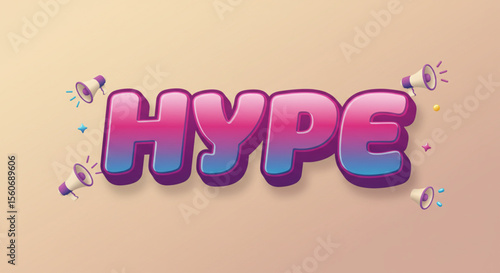 Hype Text Effect Gradient, 3D, and Bold Typography Design