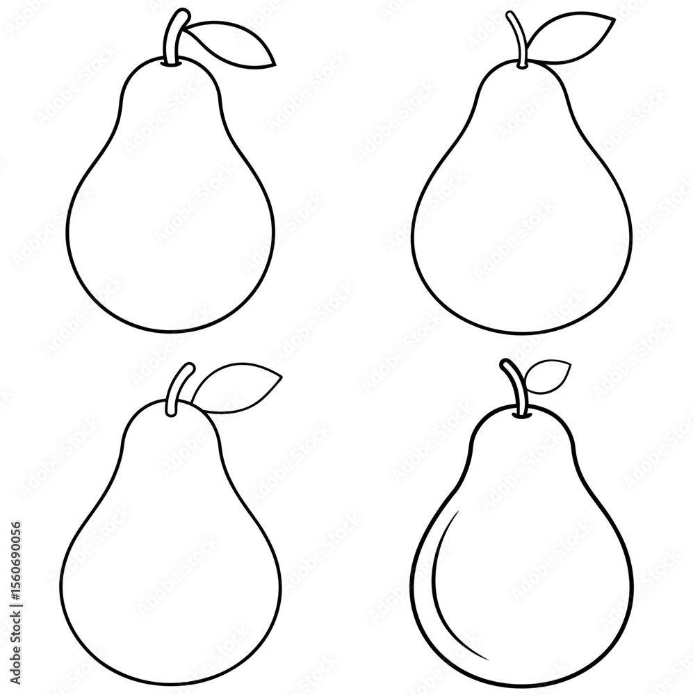 Obraz premium Pear Icon – Fresh Fruit Line Art, Outline Vector Illustration