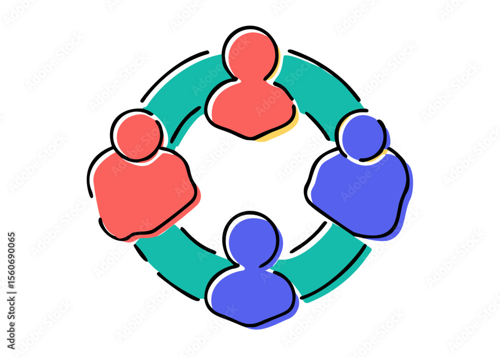Top View of Diverse Business Team Standing in a Circle Symbolizing Workplace Unity, Collaboration, and Inclusion – Vector Illustration – Generative AI Top View of Diverse Business Team Standing in a Circle Symbolizing Workplace Unity, Collaboration, and Inclusion – Vector Illustration – Generative AI