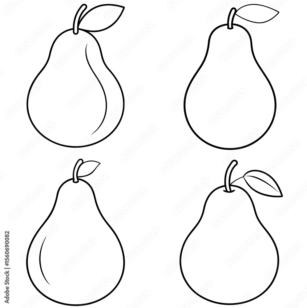 Obraz premium Pear Icon – Fresh Fruit Line Art, Outline Vector Illustration