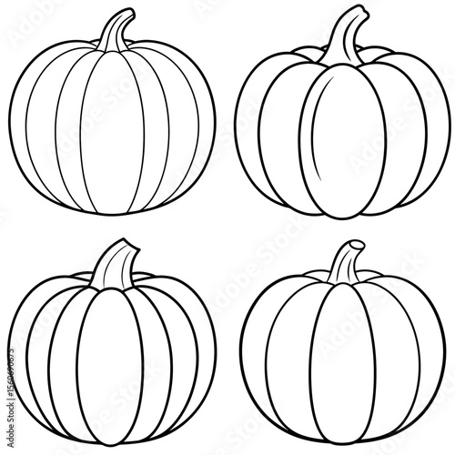 Pumpkin Icon – Autumn Vegetable Line Art, Outline Vector Illustration