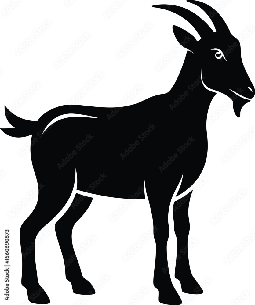 Fototapeta premium Goat Silhouette Vector with white background and editable
