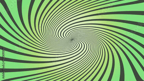 Green twisting hypnotic spiral pattern with optical illusion effect