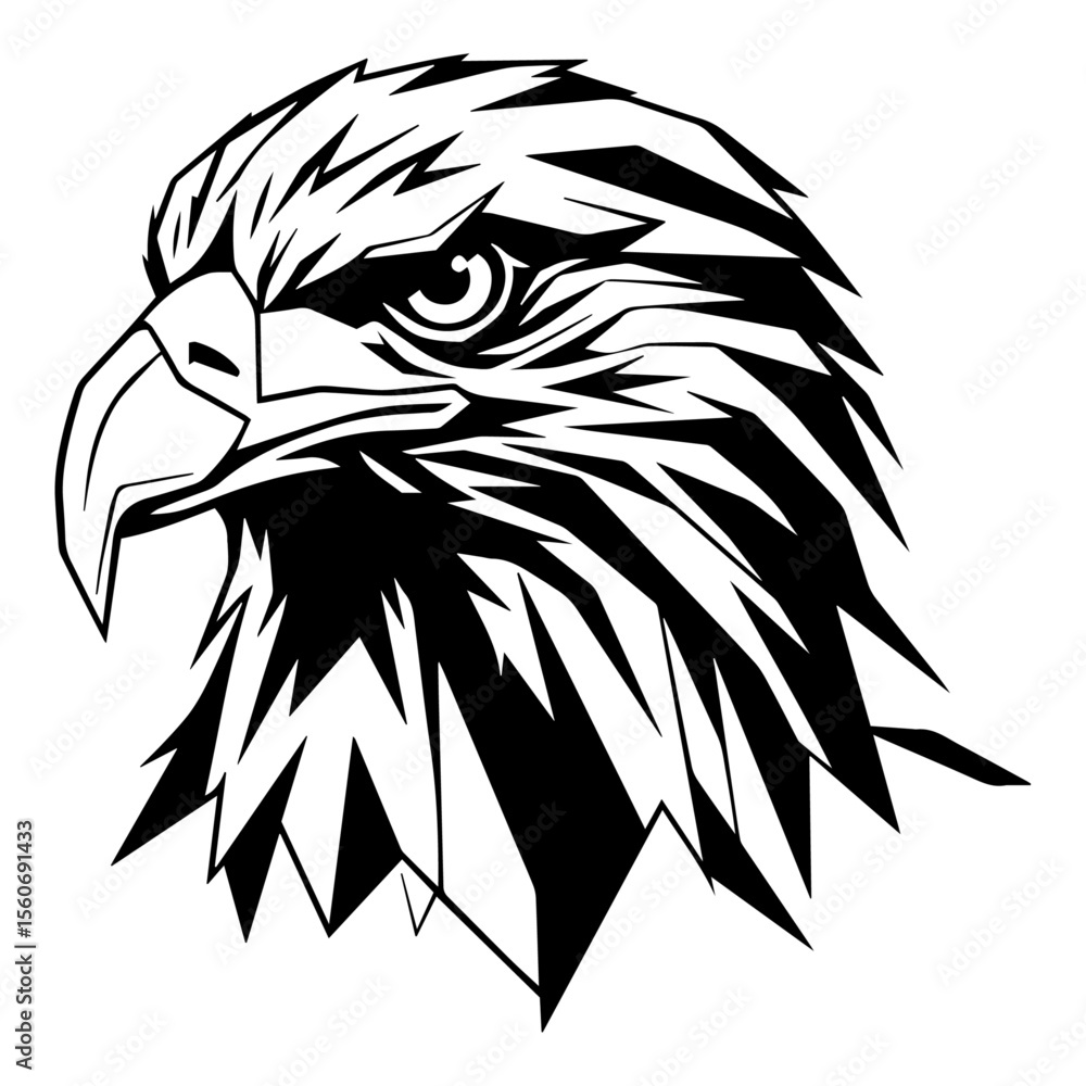 Obraz premium Black and White Fierce Eagle Head Vector Illustration 5