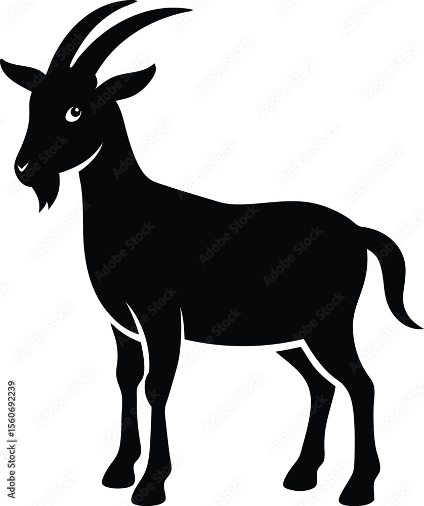 Fototapeta premium Goat Silhouette Vector with white background and editable