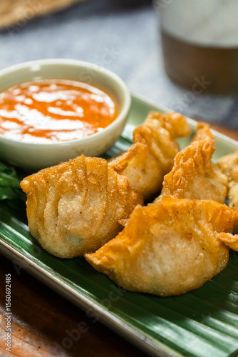 Fried dumplings, gyoza deep fried
