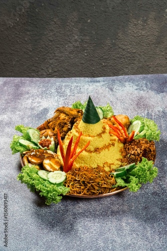 Nasi tumpeng, kuning, yellow rice, indonesian food, perayaan, kuliner nusantara