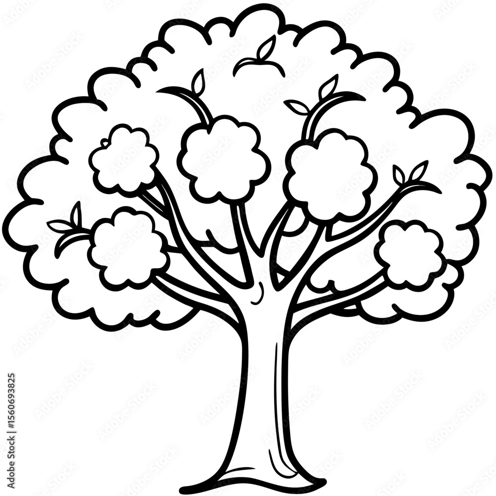 Fototapeta premium Apple Tree line art vector