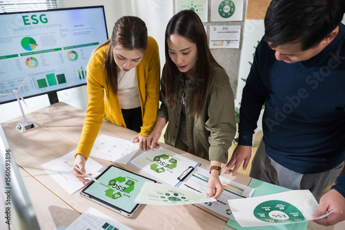 Asian business leaders meet to strategize on implementing sustainable practices, focusing on reuse, recycling, and environmental protection for a greener future
