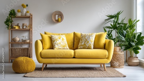 Mustard yellow living room decor