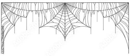Halloween Cobweb frame border, spider web Vector Isolated on Transparent Background. Vector