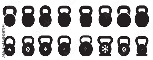  kettlebell icon vector collection