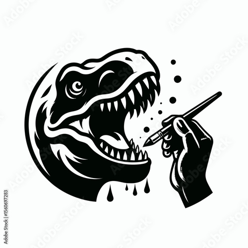 Tyrannosaurus Rex Roaring with Open Jaws in a Prehistoric Landscape