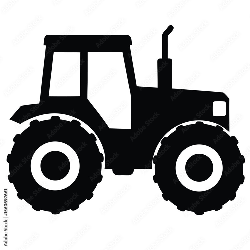 Obraz premium Silhouette of a Tractor A Timeless Symbol of Farming and Agriculture A Black and White Depiction of Rural Life