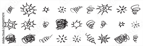 Hand drawn doodle swearing isolated white background set elements concept design vector illustration