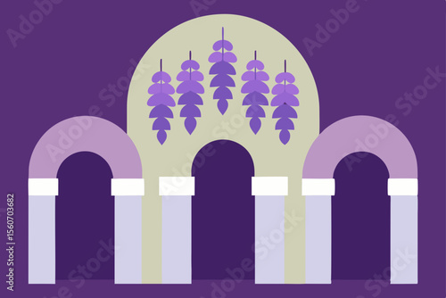 wisteria flowers castle archways