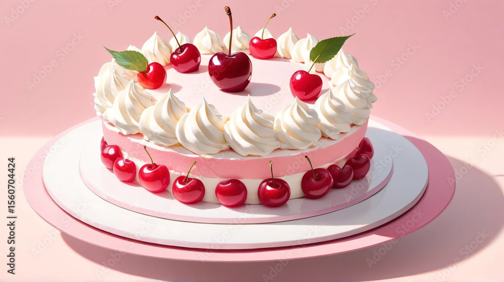 Delicious Cherry Cake with Whipped Cream Delicious Cherry Cake with Whipped Cream