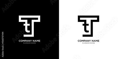 initial logo T or T and T. simple elegant, clean and strong