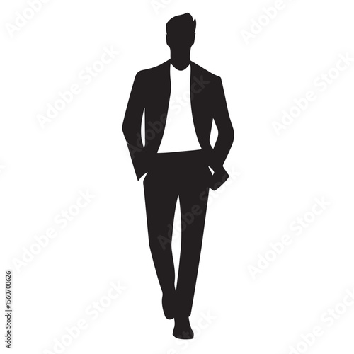 Vector silhouette of a standing business woman in a suit