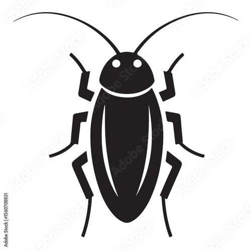 Vector illustration of an isolated cartoon insect, a brown cockroach with antenna and legs on a white background