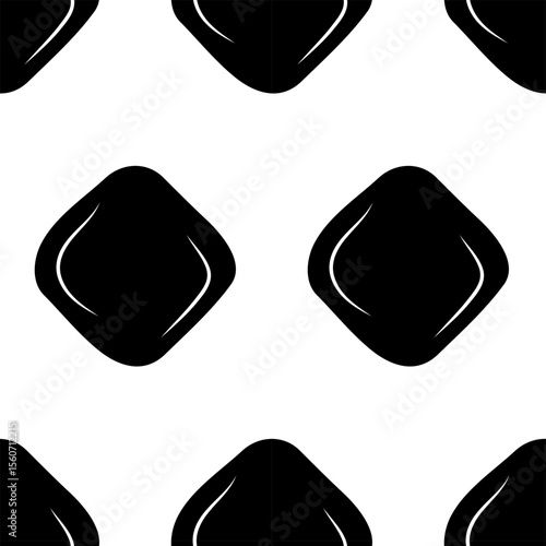 Seamless pattern with a diamond-shaped cookie icon. Black cookie icons on a white background. Black and white vector illustration n