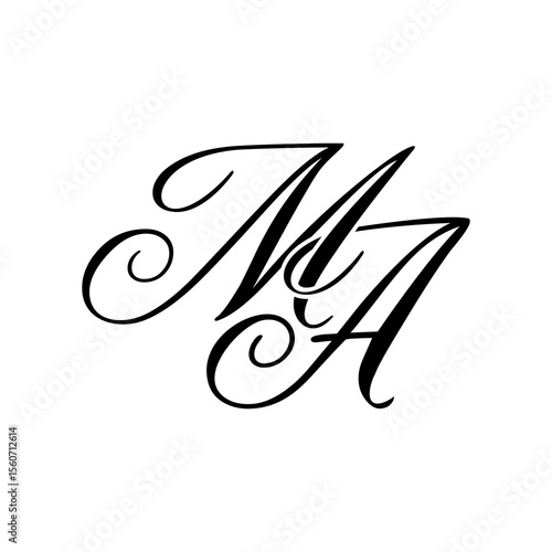 Elegant MA Monogram Logo in Black Script – Luxury Calligraphy Initial Design on White Background