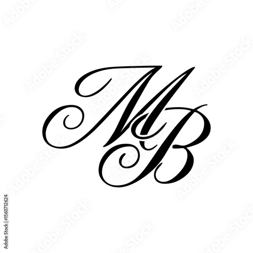 Elegant MB Monogram Logo in Black Script – Luxury Calligraphy Initial Design on White Background