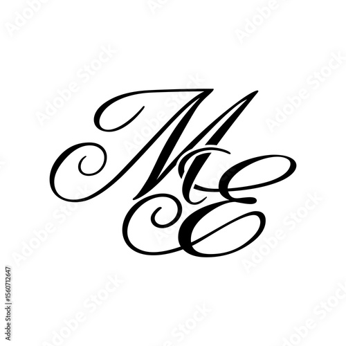 Elegant ME Monogram Logo in Black Script – Luxury Calligraphy Initial Design on White Background