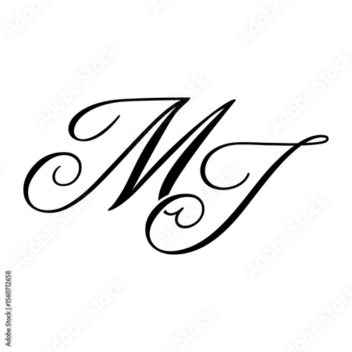 Elegant MJ Monogram Logo in Black Script – Luxury Calligraphy Initial Design on White Background