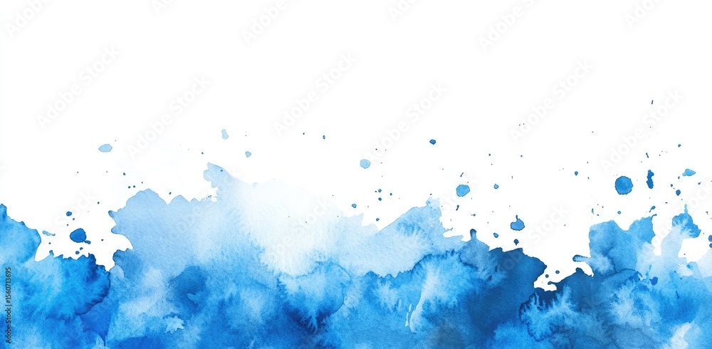 Abstract watercolor wash in shades of blue, with splatter effects Abstract watercolor wash in shades of blue, with splatter effects