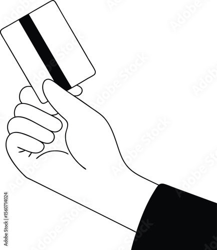 Hand holding a credit card vector illustration for financial transactions and payments