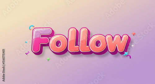 Colorful 3D Follow Text Effect Fun, Playful Typography Design