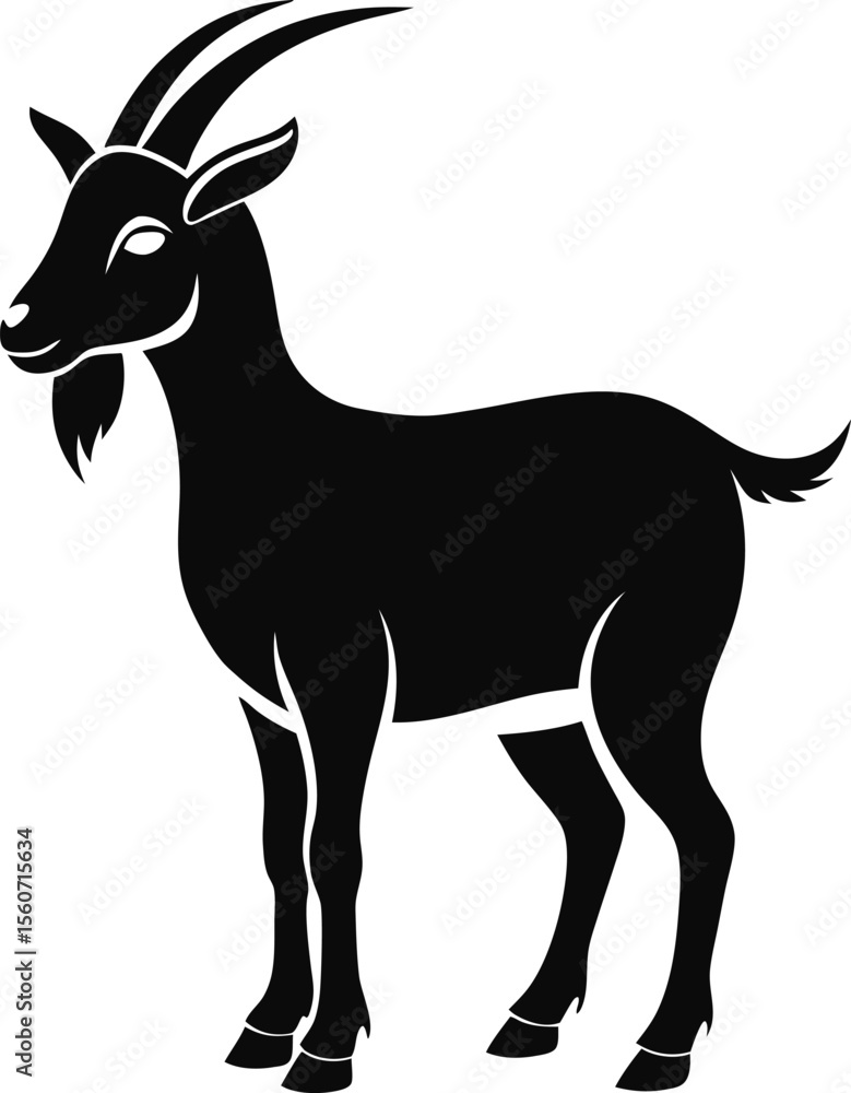 Obraz premium Goat Silhouette Vector with white background and editable