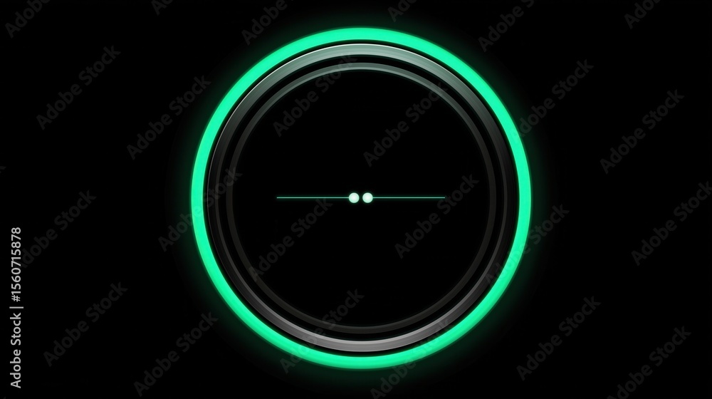 Fototapeta premium Glowing Green Circle on Black Background