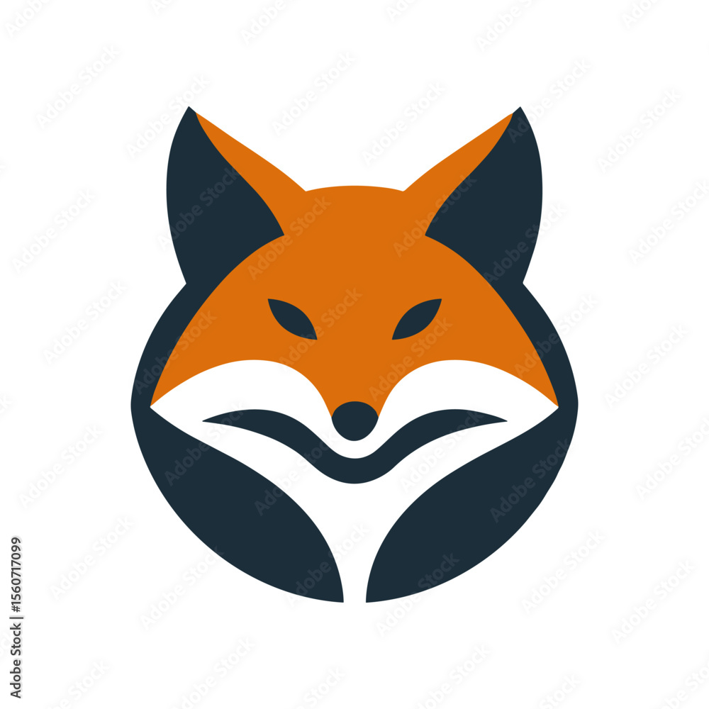 Obraz premium Stylized fox logo design featuring vibrant orange and dark blue colors, suitable for branding