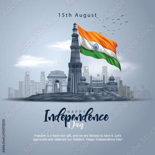 happy independence day India. 78 with Indian flag. abstract vector illustration design