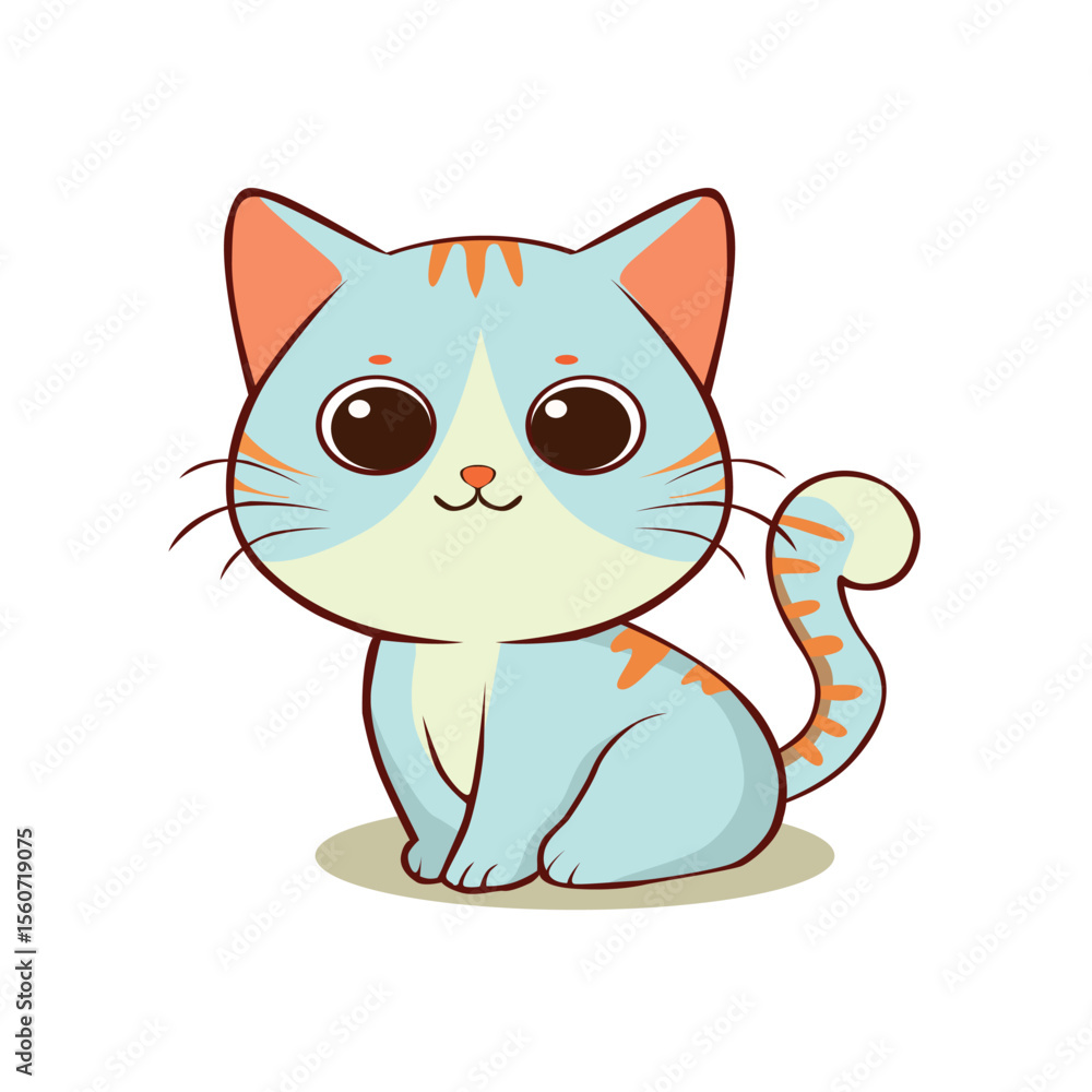 Obraz premium vector cute cat cartoon illustration. animal nature concept isolated. flat cartoon style 