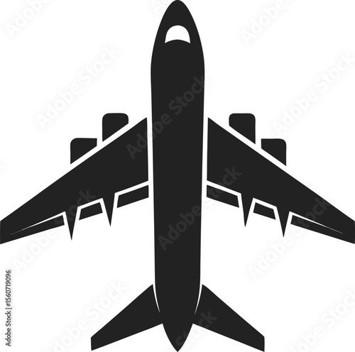 Airplane Silhouette Vector with white background and editable