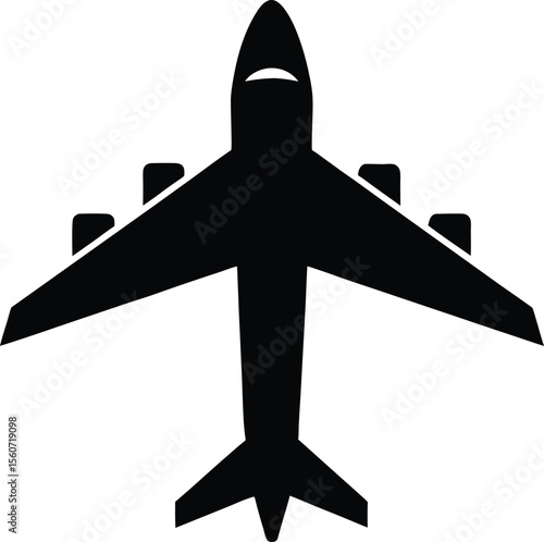 Airplane Silhouette Vector with white background and editable