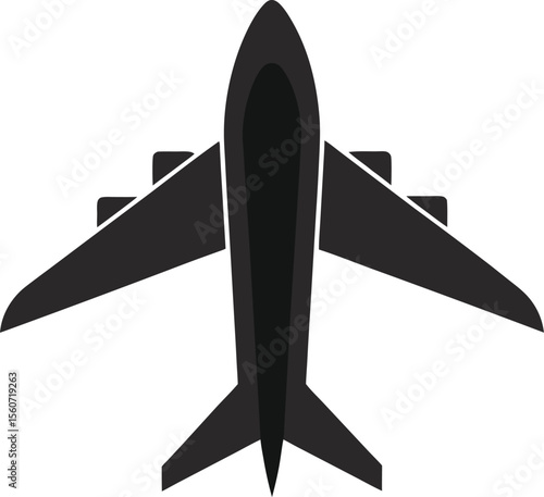 Airplane Silhouette Vector with white background and editable